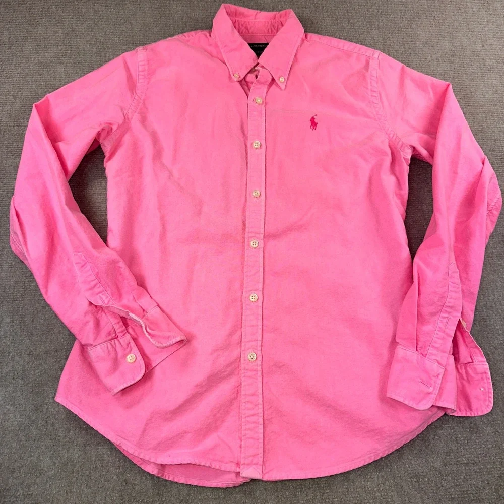 Ralph Lauren Sport Womens Neon Pink Cotton Oxford Button Down Shirt Size 6